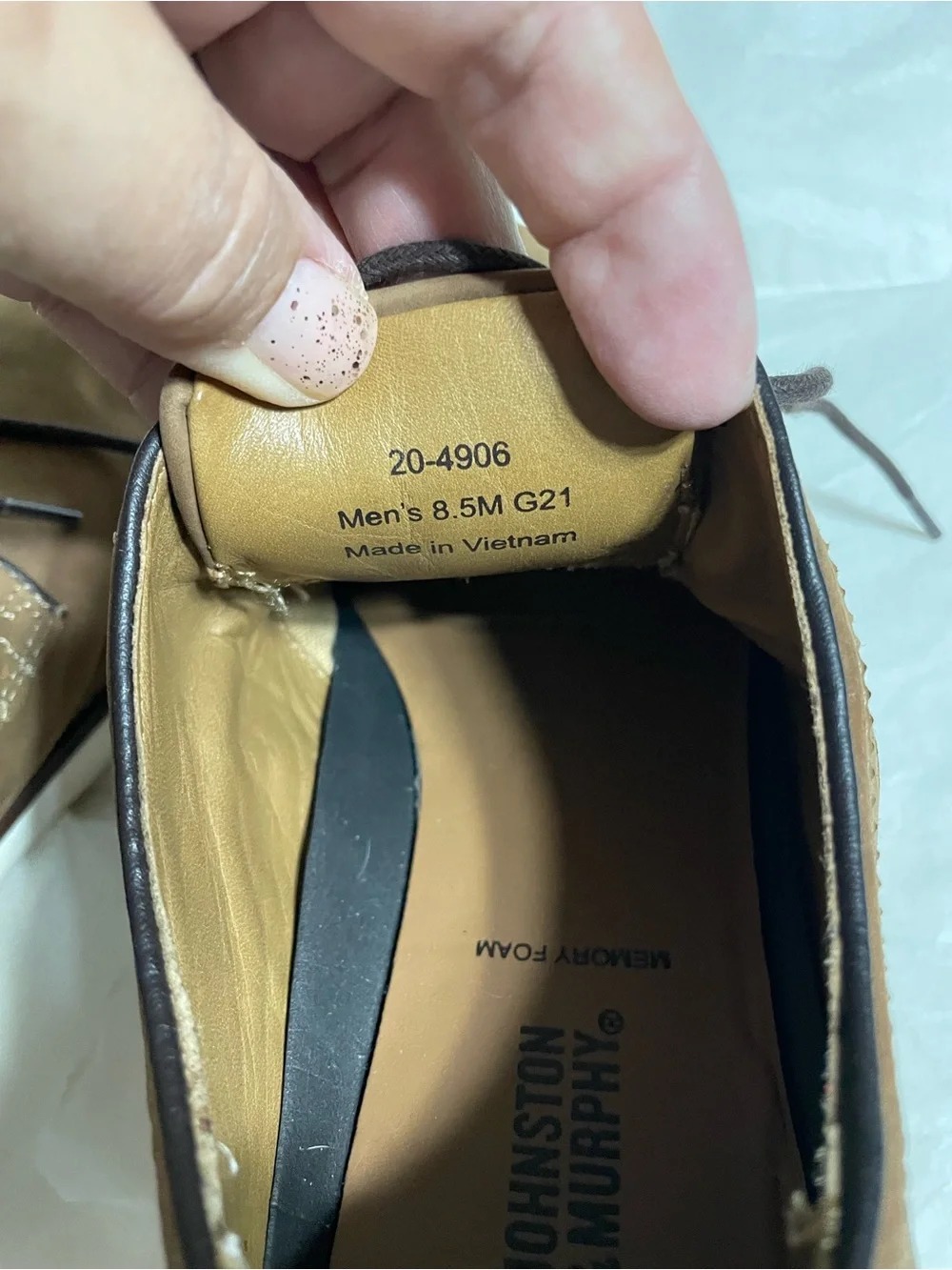 Johnston & Murphy Tan Suede Derby with White Sole
